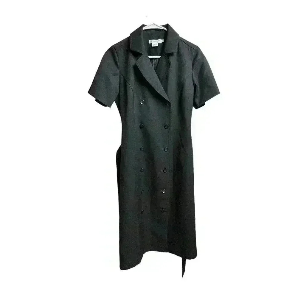 Pendleton Black Shift Belted Dress 100% Virgin Wool Career Fully Lined